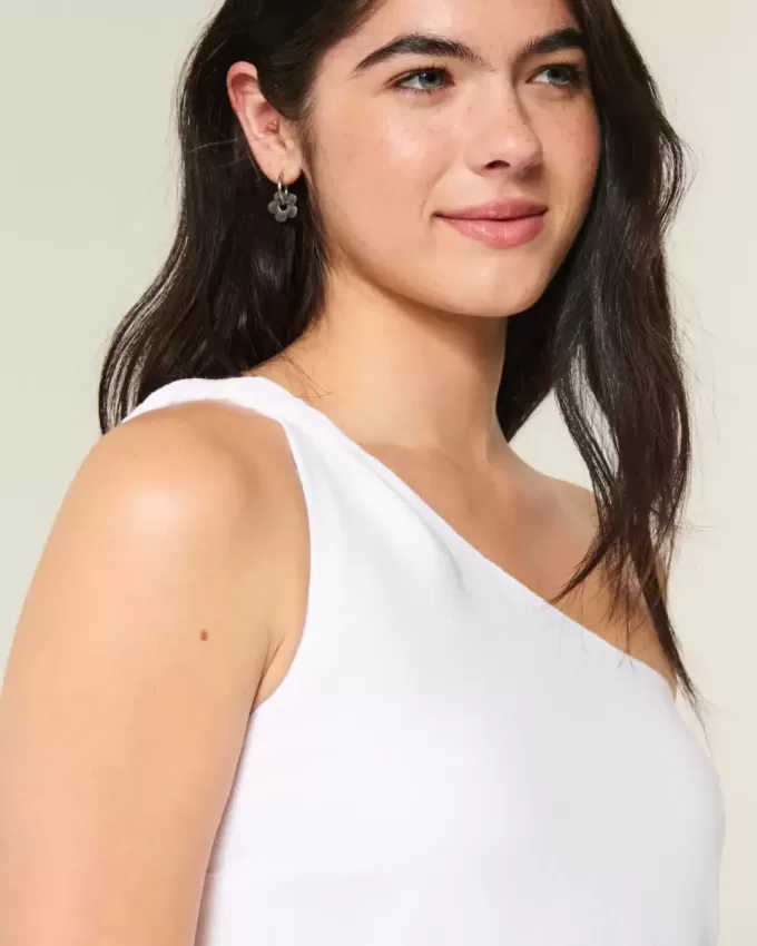 Linen-Blend Asymmetrical Mini Dress