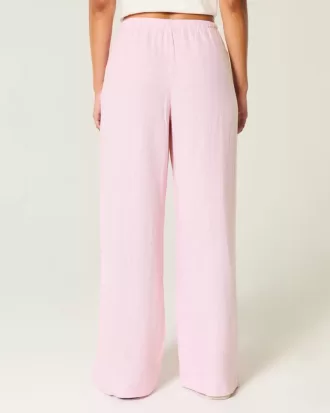 Linen-Blend Baggy Pull-On Pants