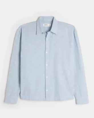 Linen-Blend Button-Through Shirt