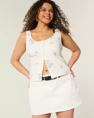 Linen Blend Button-Through Top