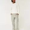 Linen-Blend Flex-Waist Baggy Pants