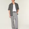 Linen-Blend Flex Waist Baggy Pants
