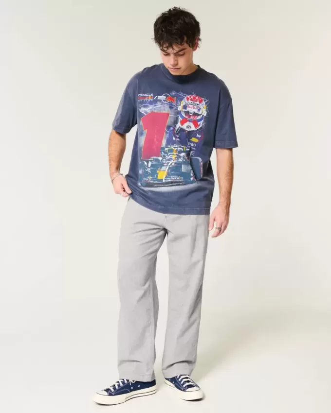 Linen-Blend Flex-Waist Baggy Pants