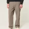 Linen-Blend Flex Waist Baggy Pants