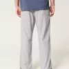 Linen-Blend Flex-Waist Baggy Pants