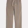 Linen-Blend Loose Pull-On Pants