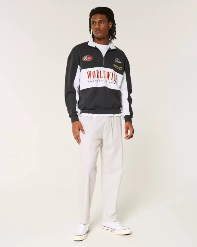 Linen-Blend Loose Pull-On Pants