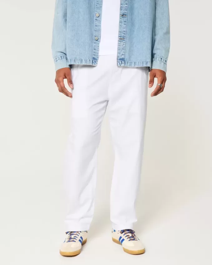 Linen-Blend Loose Pull-On Pants