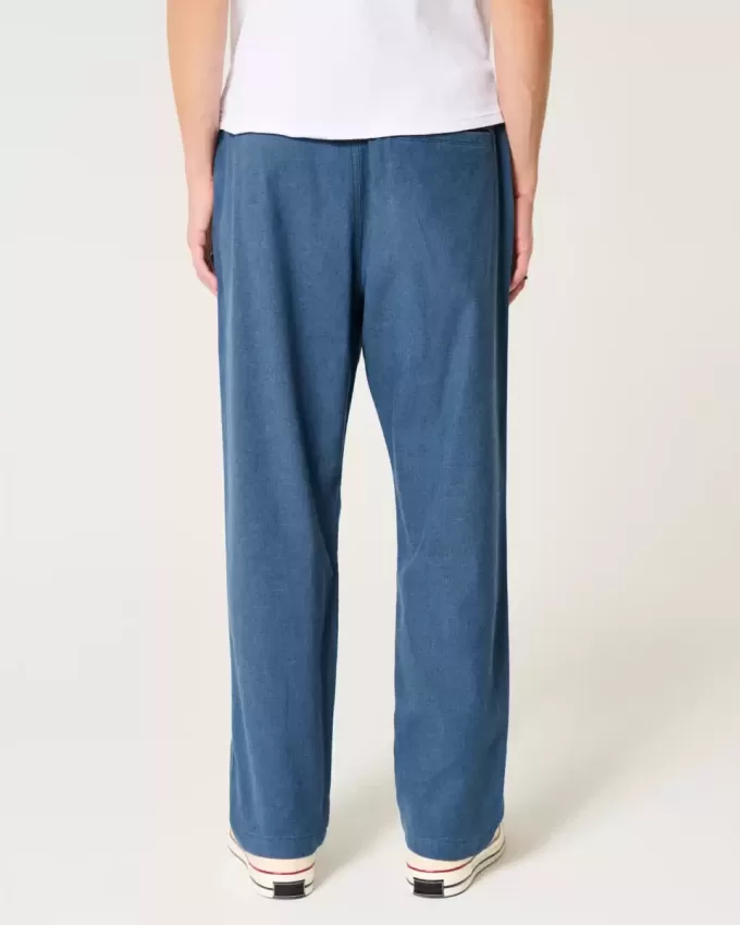Linen-Blend Loose Pull-On Pants