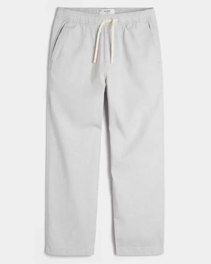 Linen-Blend Loose Pull-On Pants