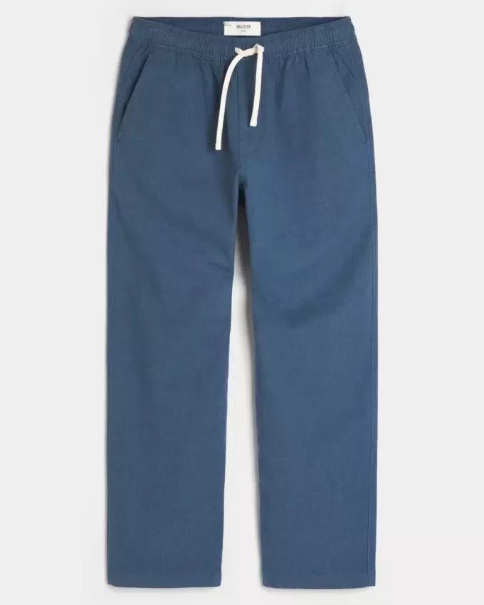 Linen-Blend Loose Pull-On Pants