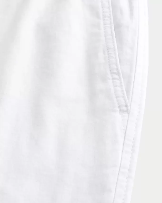 Linen-Blend Loose Pull-On Pants