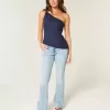 Linen-Blend One-Shoulder Top