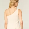 Linen-Blend One-Shoulder Top