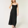 Linen-Blend Open-Back Slip Midi Dress
