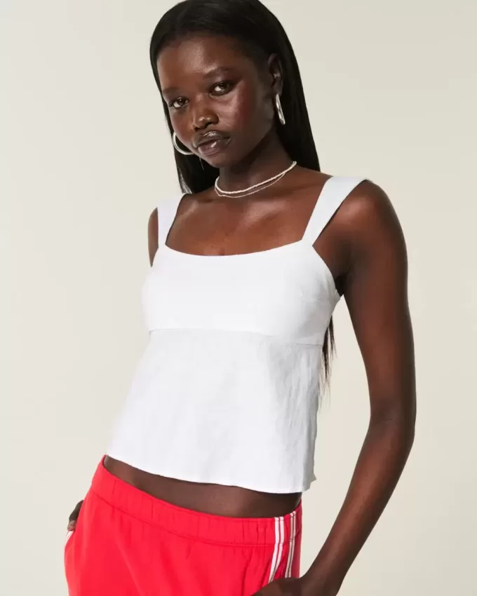 Linen-Blend Open-Back Top