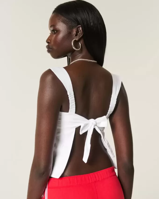 Linen-Blend Open-Back Top