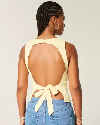 Linen-Blend Open-Back Top