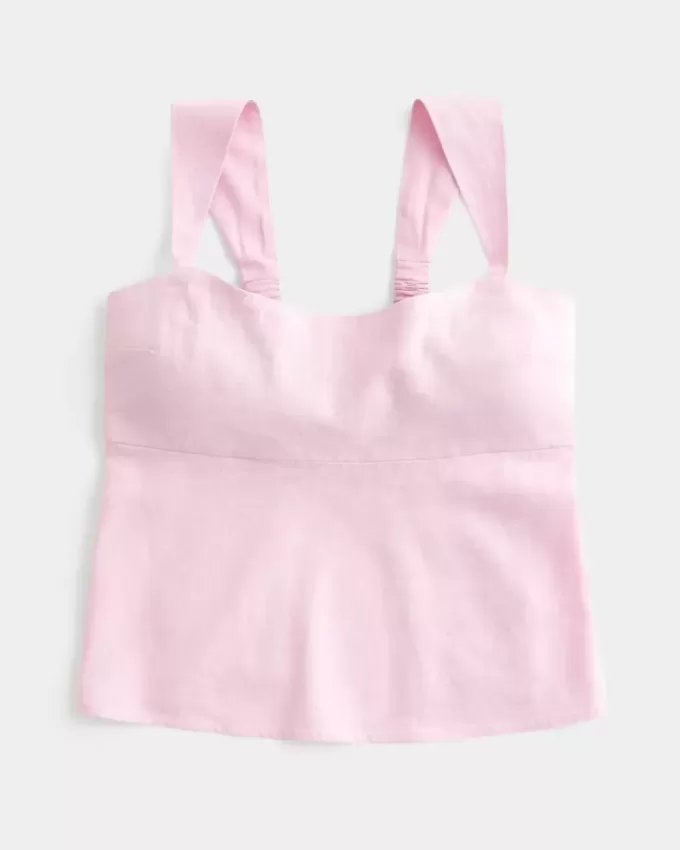 Linen-Blend Open-Back Top