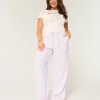 Linen-Blend Pull-On Baggy Pants