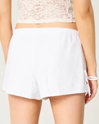 Linen-Blend Side Bow Soft Shorts