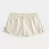 Linen-Blend Side Bow Soft Shorts