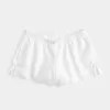 Linen-Blend Side Bow Soft Shorts