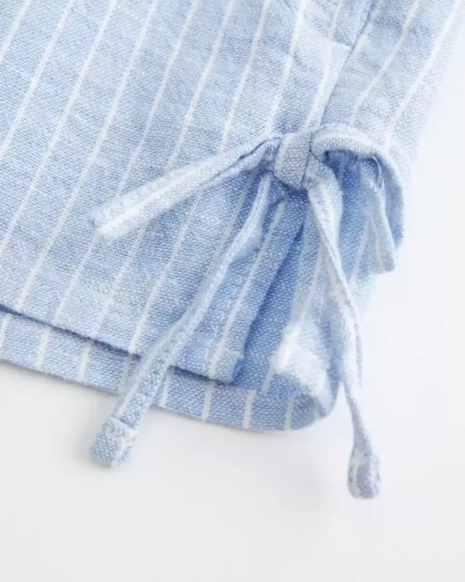 Linen-Blend Side Bow Soft Shorts