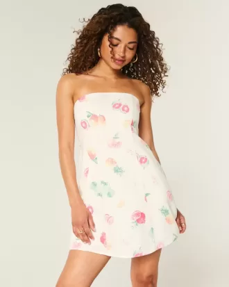 Linen-Blend Strapless Mini Dress