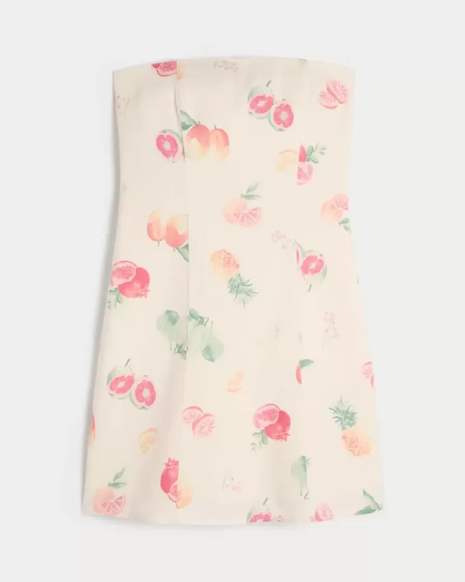 Linen-Blend Strapless Mini Dress