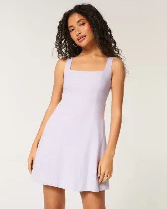 Linen-Blend Structured Mini Dress