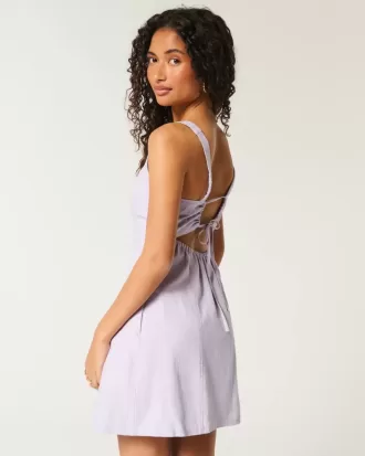 Linen-Blend Structured Mini Dress