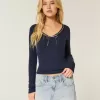 Long-Sleeve Lace Trim Top