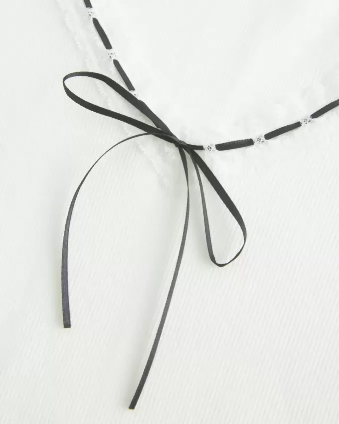 Long-Sleeve Lace Trim Top