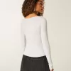 Long-Sleeve Slash-Neck Top