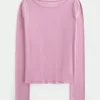 Long-Sleeve Slash-Neck Top