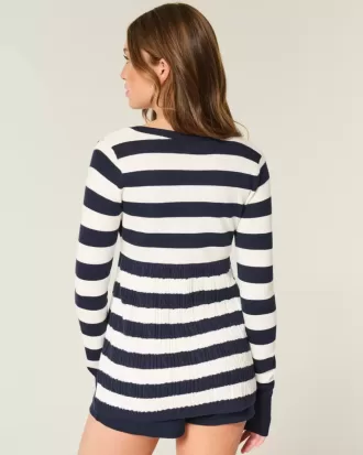 Long-Sleeve Square-Neck Babydoll Sweater