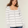 Long-Sleeve Square-Neck Babydoll Sweater