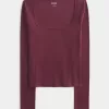 Long-Sleeve Square-Neck Top