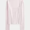 Long-Sleeve Square-Neck Top