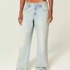 Low-Rise Adjustable Waist Light Wash Baggy Jeans
