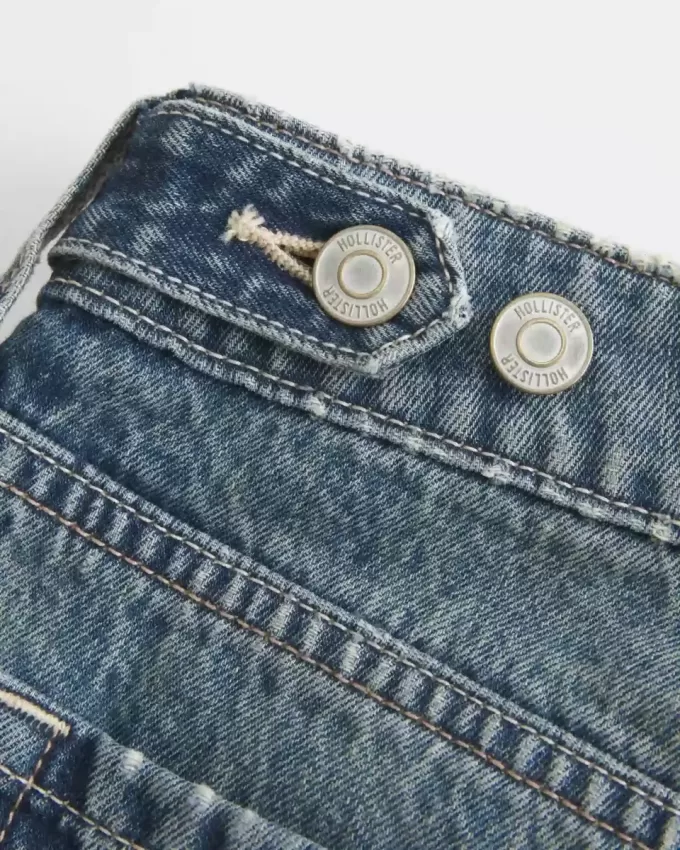 Low-Rise Adjustable Waist Medium Wash Baggy Jeans