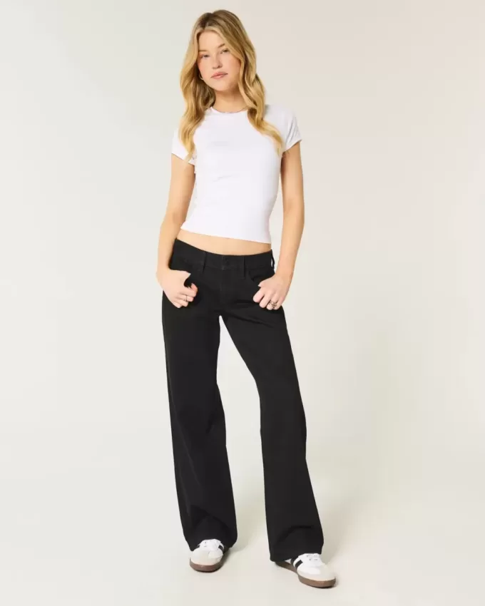Low-Rise Black Baggy Jeans
