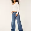 Low-Rise Dark Wash Baggy Jeans