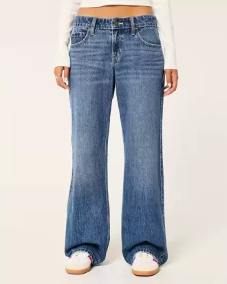 Low-Rise Dark Wash Baggy Jeans
