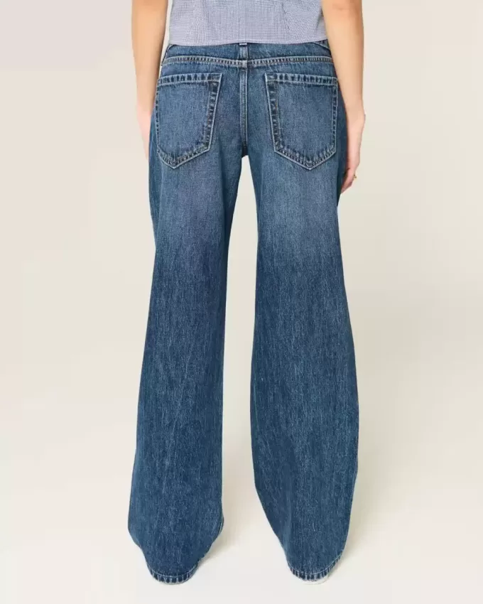 Low-Rise Dark Wash Baggy Jeans