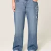 Low-Rise Dark Wash Class of ’26 Embroidered Baggy Jeans