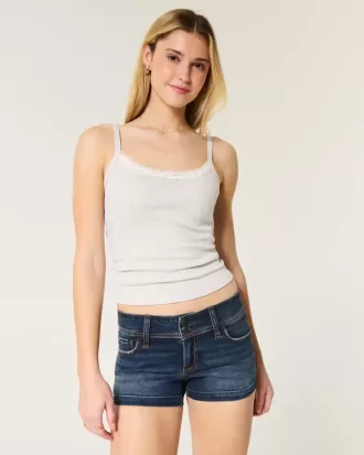 Low-Rise Dark Wash Denim Shortie Shorts