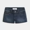 Low-Rise Dark Wash Denim Shortie Shorts