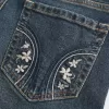 Low-Rise Dark Wash Embroidered Bootcut Jeans